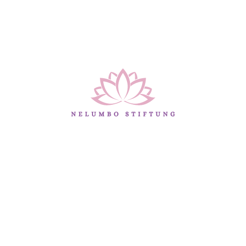 Logo for 'Nelumbo Stiftung' featuring a pink line drawing of a lotus flower